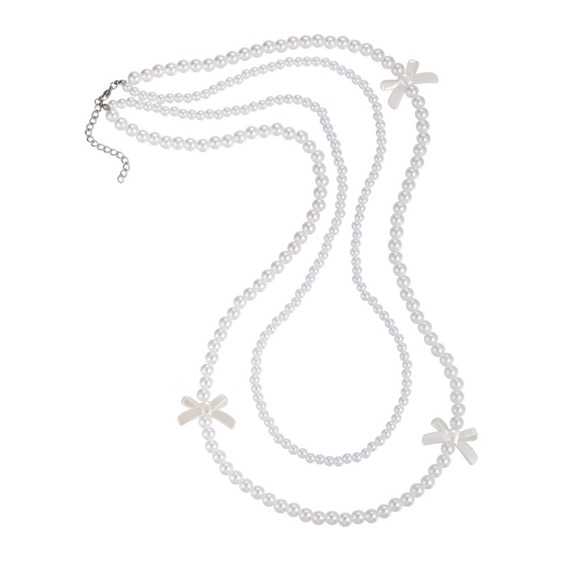 Collar de Perlas con Lazo Doble Capa