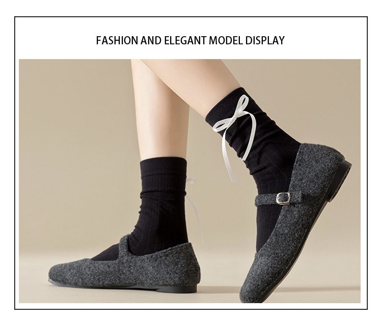 Meias Mid-Calf com Laço