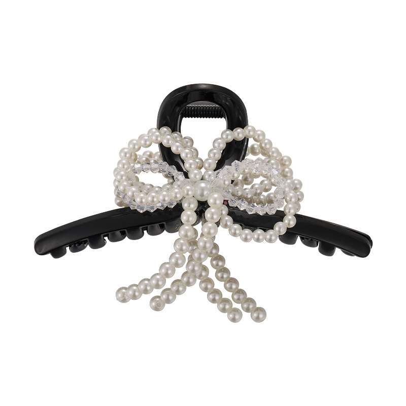 Pearl Crystal Bow Hair Clip