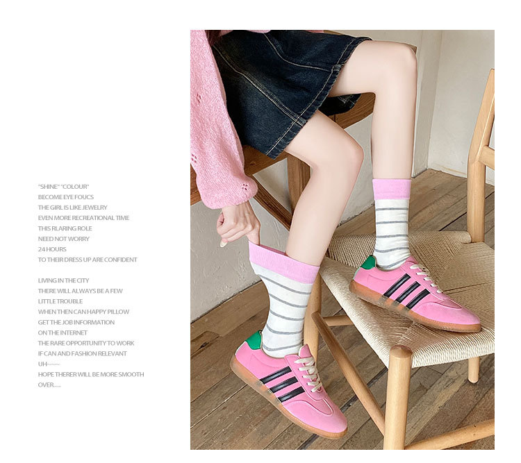 Meias Mid-Calf com Bloco de Cor Listradas para Mulher