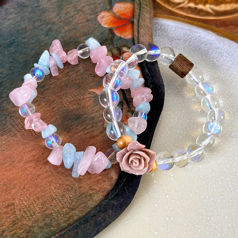 Браслет з намистом Рожевий Туман