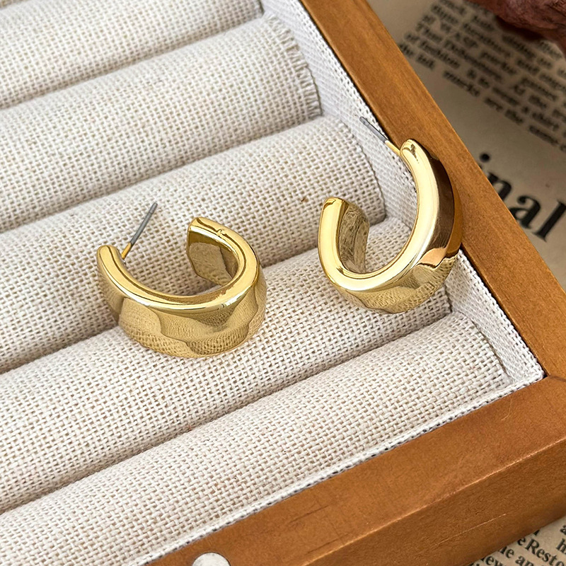 기하학적 C자형 후프 이어링