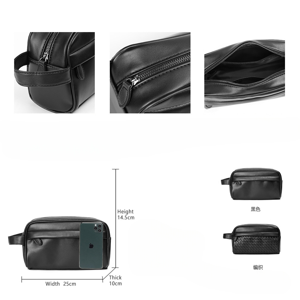 Erkek El Örgüsü PU Deri Clutch Çanta