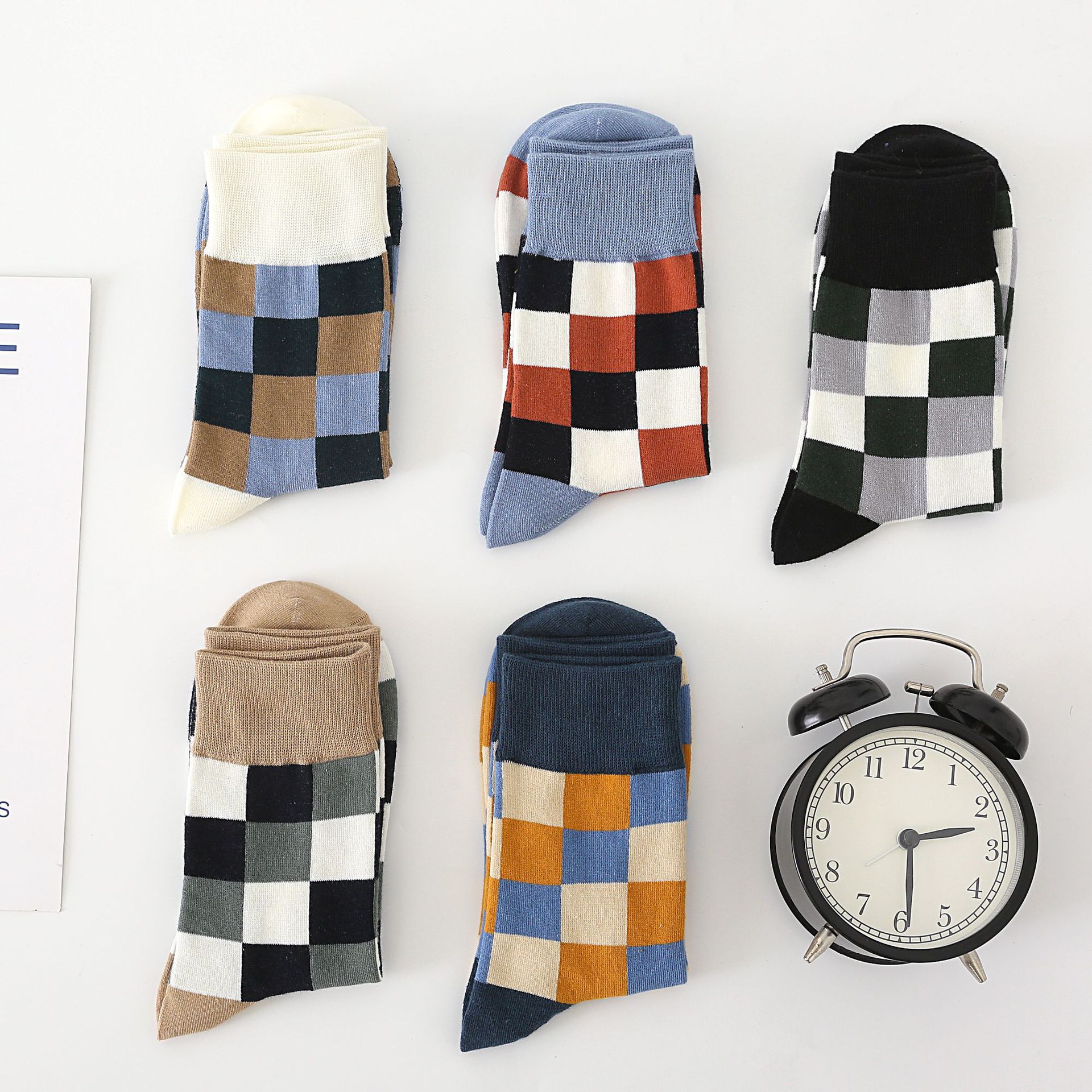 Pánské Casual Podkolenky s Kostkovaným Vzorem