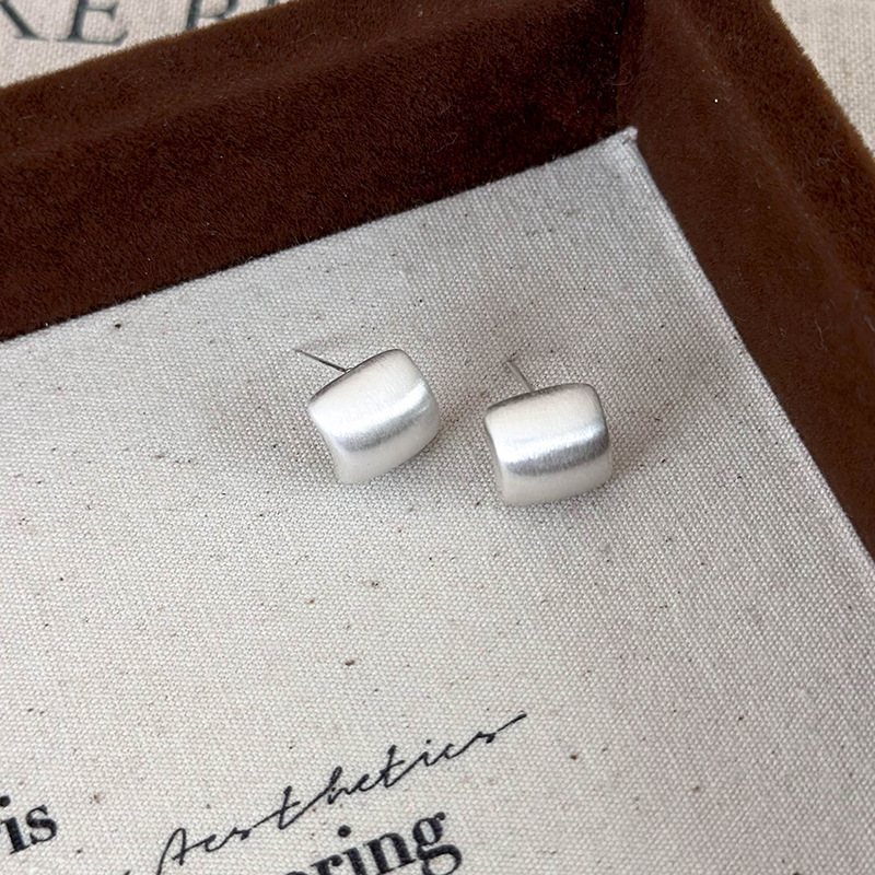 브러시드 메탈 매트 기하학 귀걸이