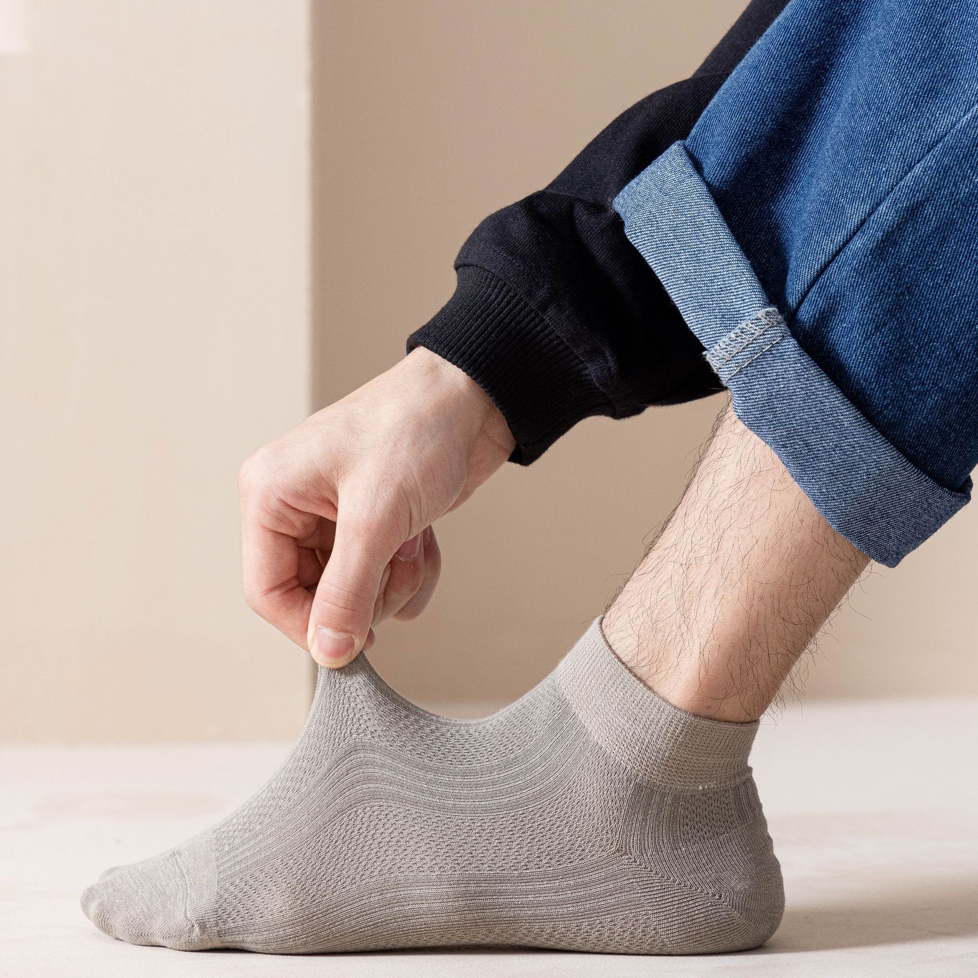 남성 통기성 메쉬 로퍼 양말