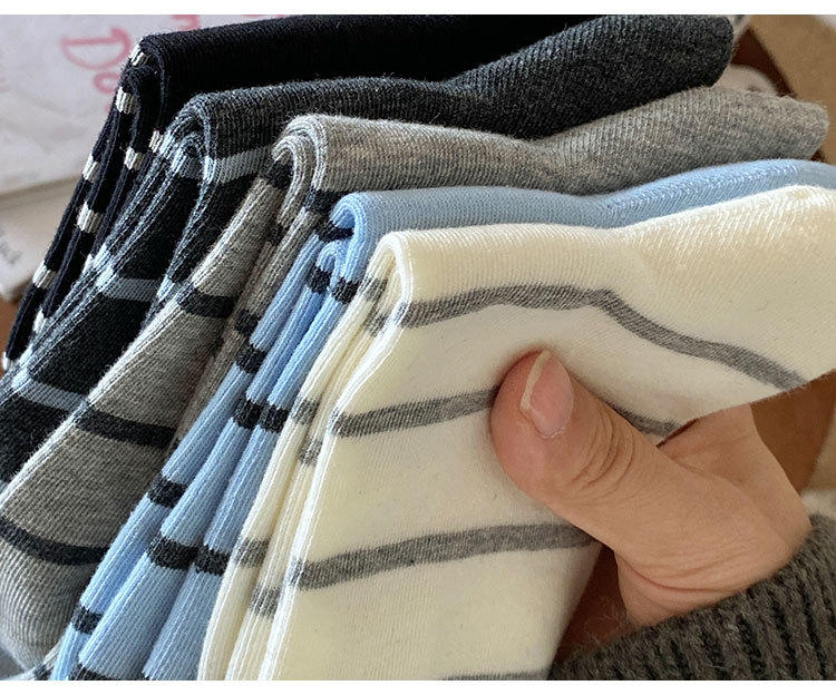 Meias Mid-Calf com Bloco de Cor Listradas para Mulher