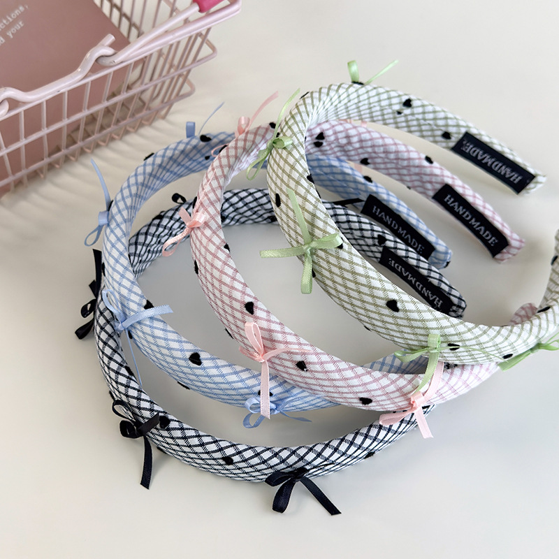 Bandă de Păr cu Fundă în Carouri