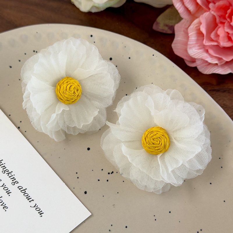 오간자 플라워 이어 스터드