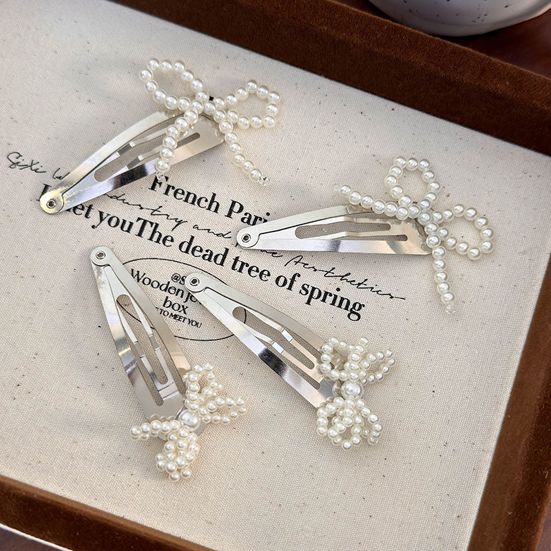 Barrette avec Nœud et Perle Imitation