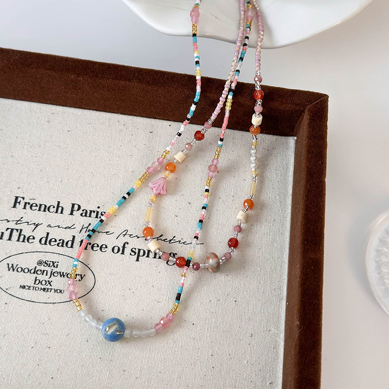 Багатошарове Намисто з Кольорових Натуральних Камінних Намистин