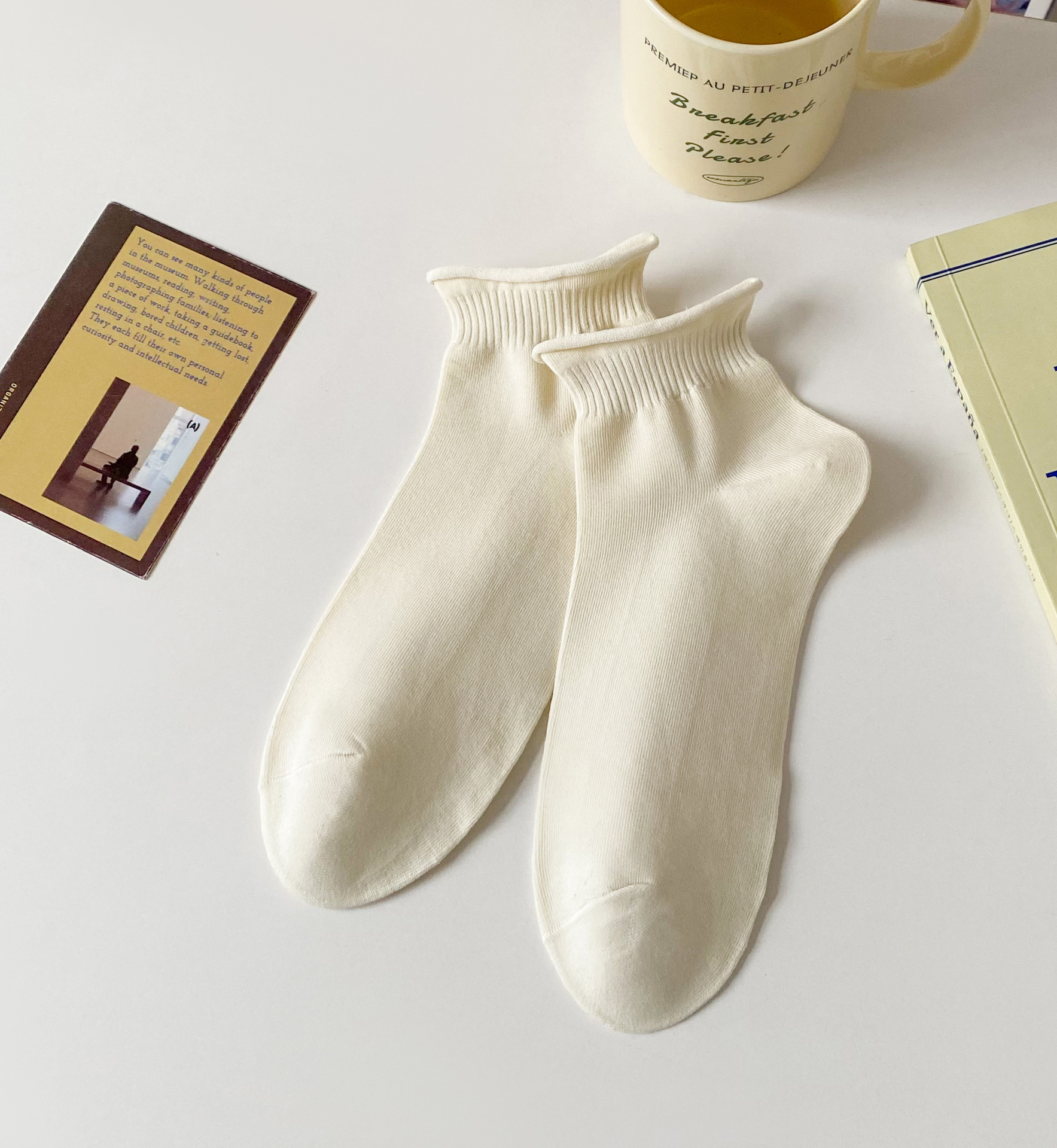 レディース通気性コットンノーショーソックス