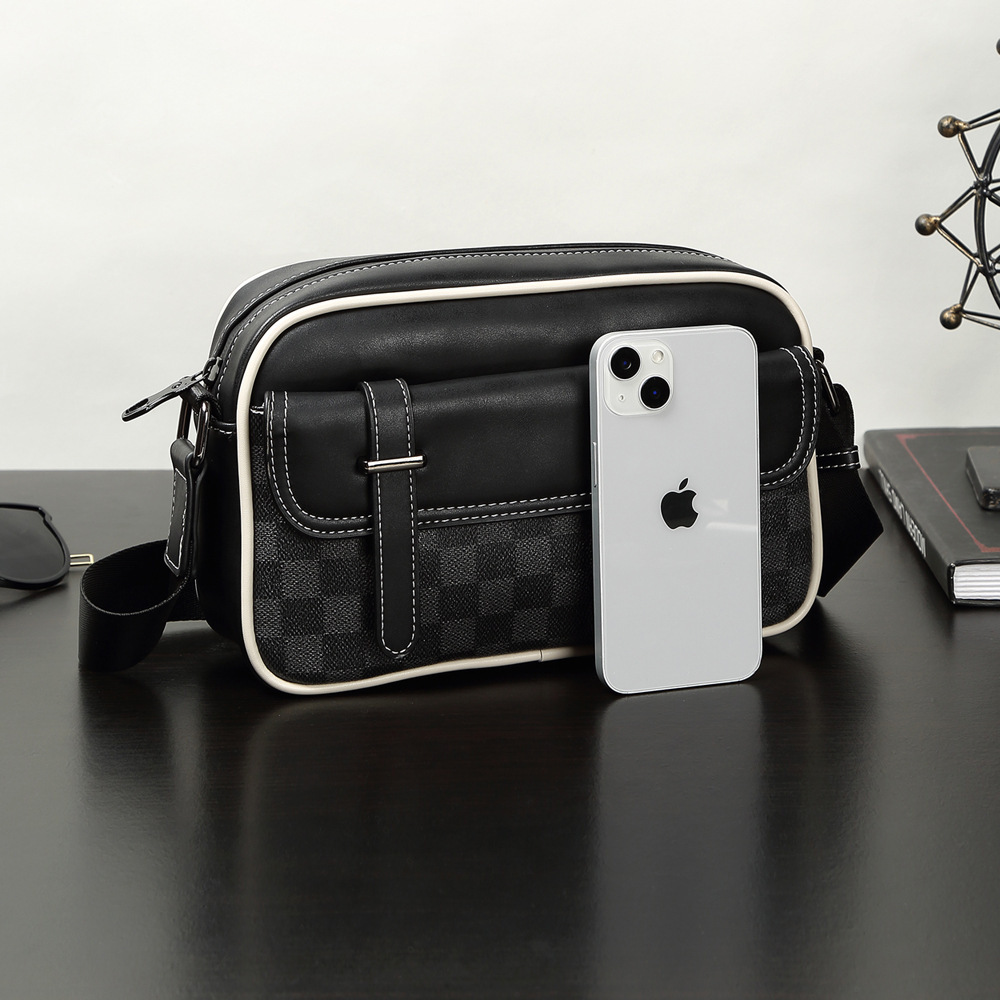 Heren Schoudertas met Ruitpatroon