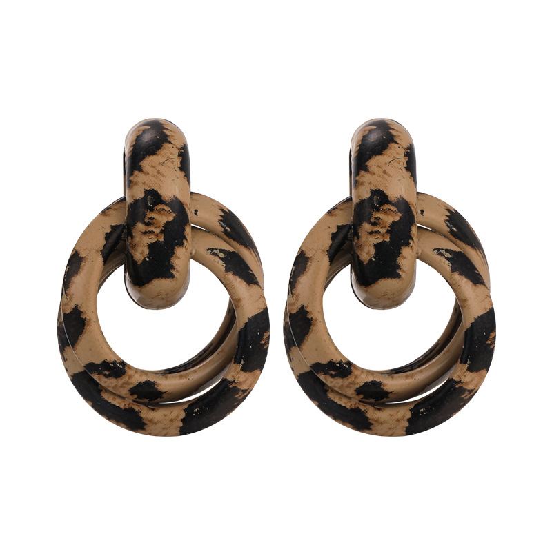 Cercei Dublu cu Print de Leopard