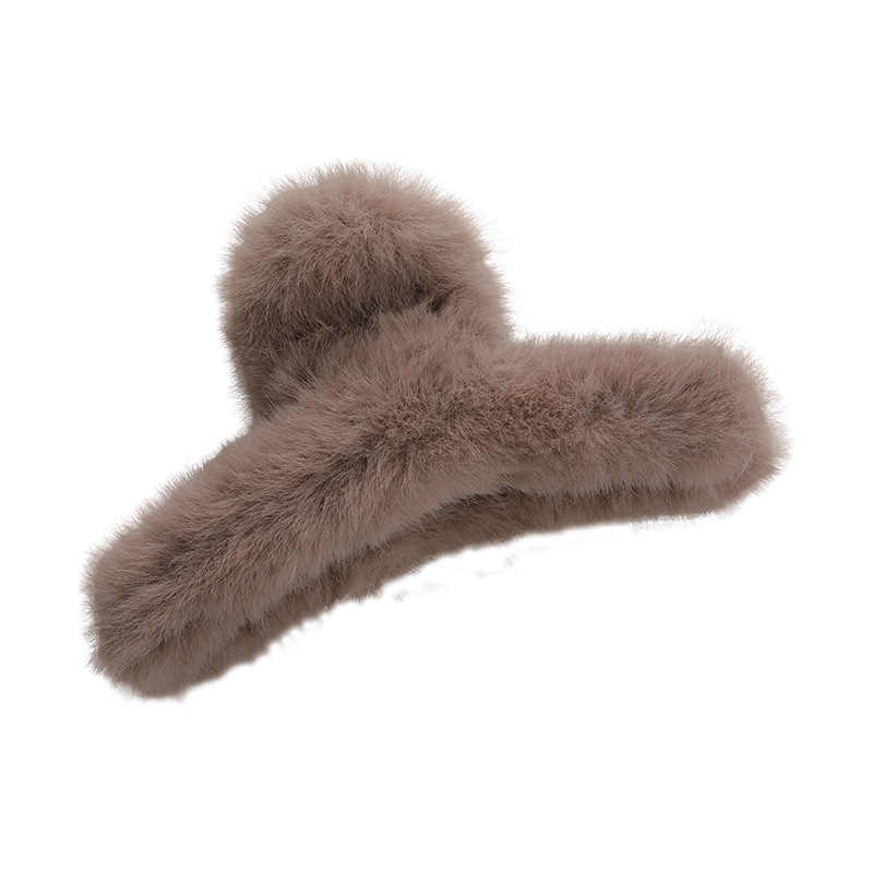 Pluszowy Spinacz do Włosów w Odcieniach Karmelu