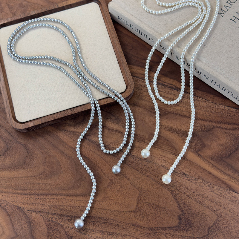 สร้อยคอไข่มุกหลายชั้นยาว