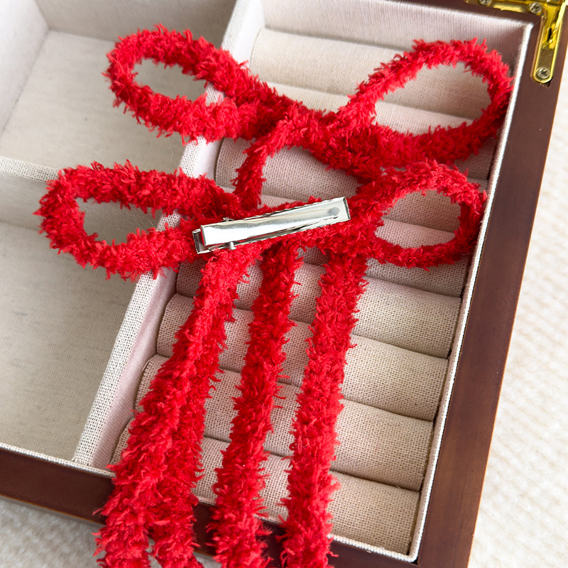 Plush Bow Hair Clips