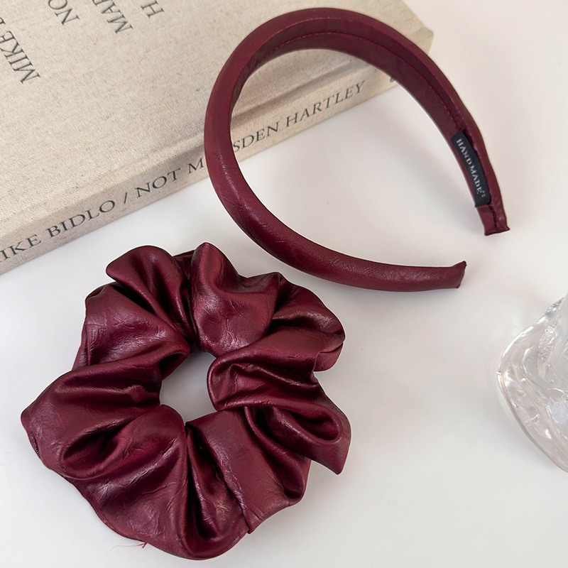 Ac de Păr și Scrunchy din Piele Ecru Înaltă