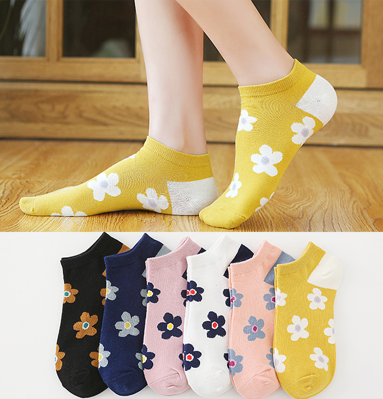 Floral No-Show Socks