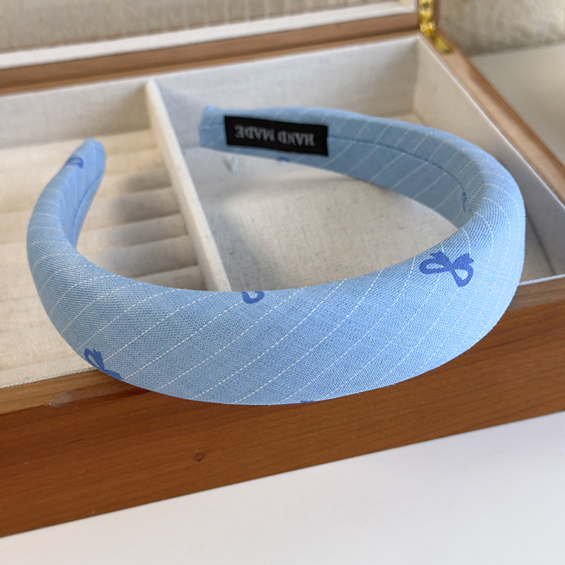 Diadema con Lazo de Cuadros Azules