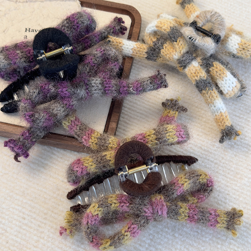 Fialová Příze Mašle Drápková Spona