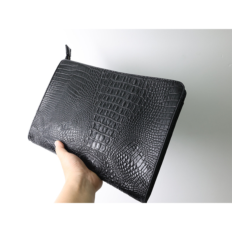 Erkek Timsah Baskılı Klips Çanta