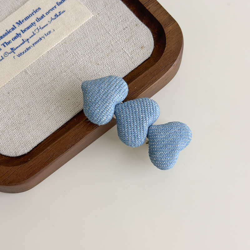 Agraf de Păr cu Inimă Denim Albastru