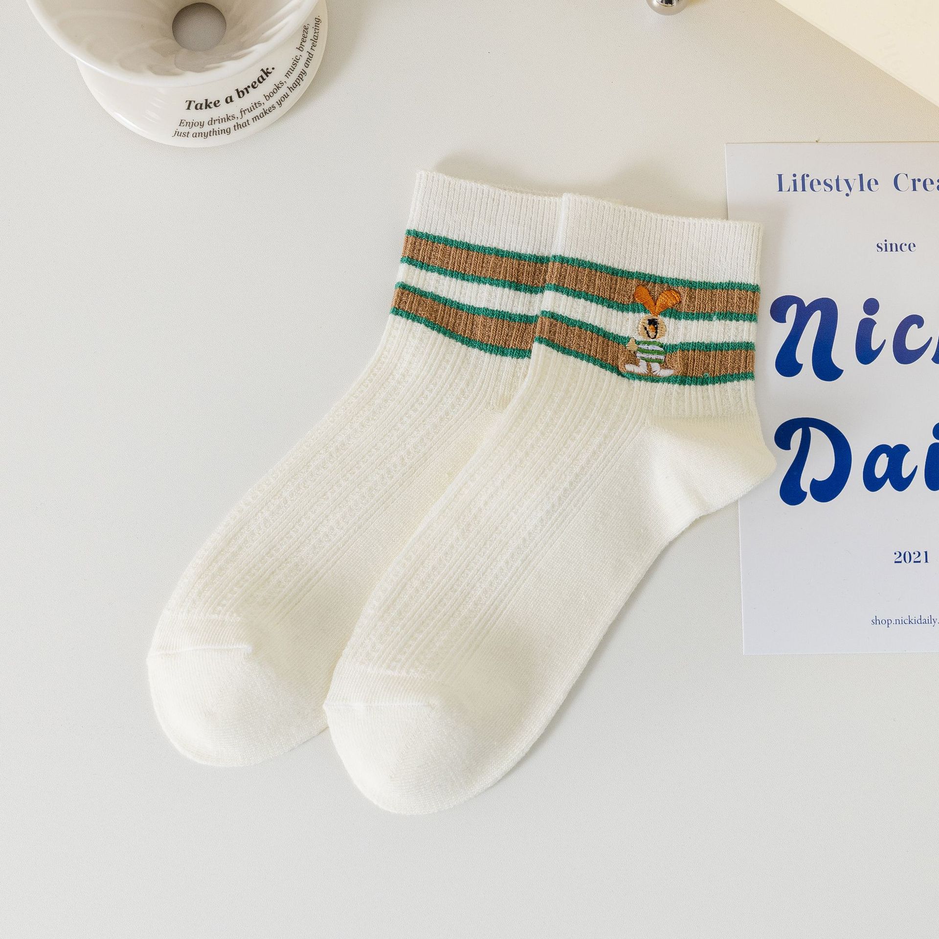 Randiga Bomullsstrumpor