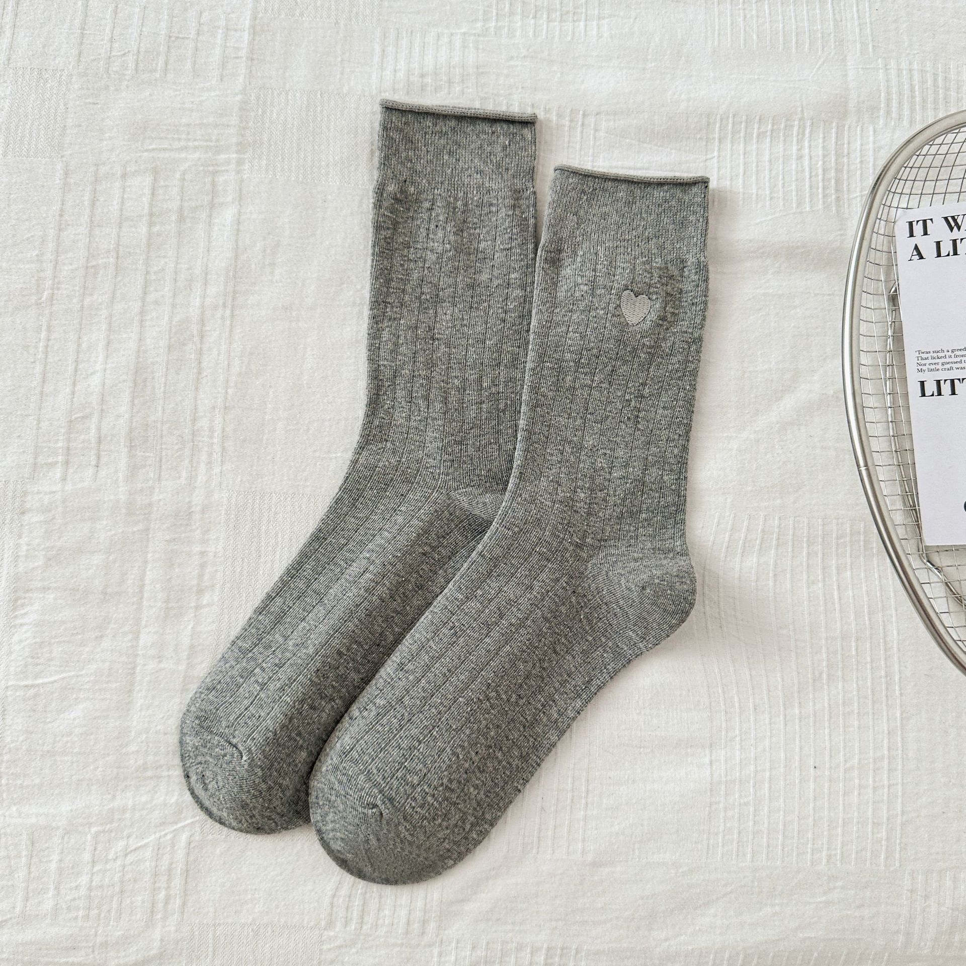 Meias de Coração Bordado