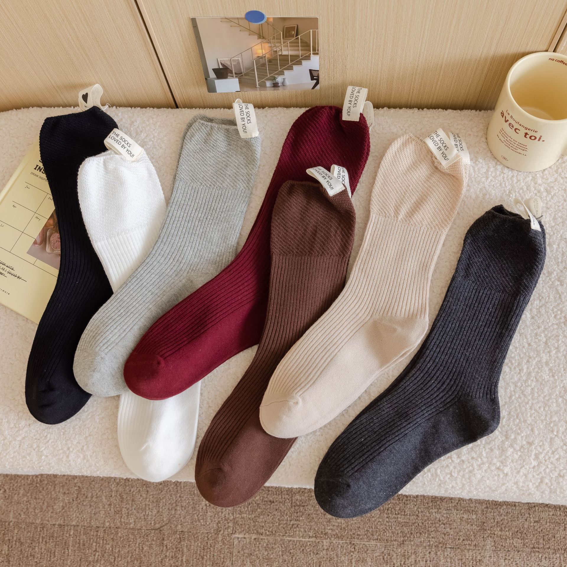 Meias Mid-Calf de Algodão