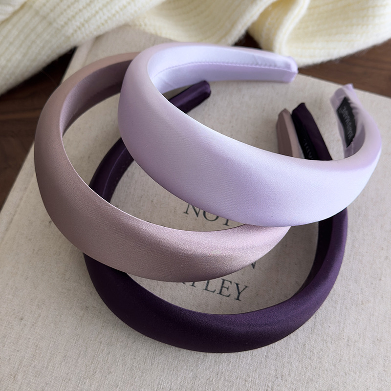 Diadema Ancha de Satén Púrpura