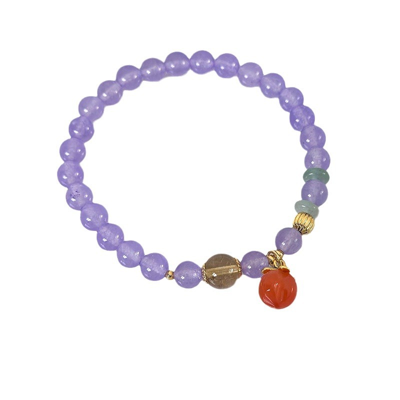 Bracelet Perles avec Pendentif Pêche Améthyste