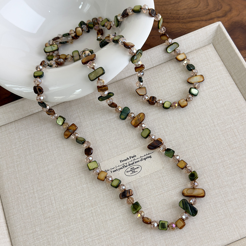 Богемне Зелене Намисто з Ракушкою