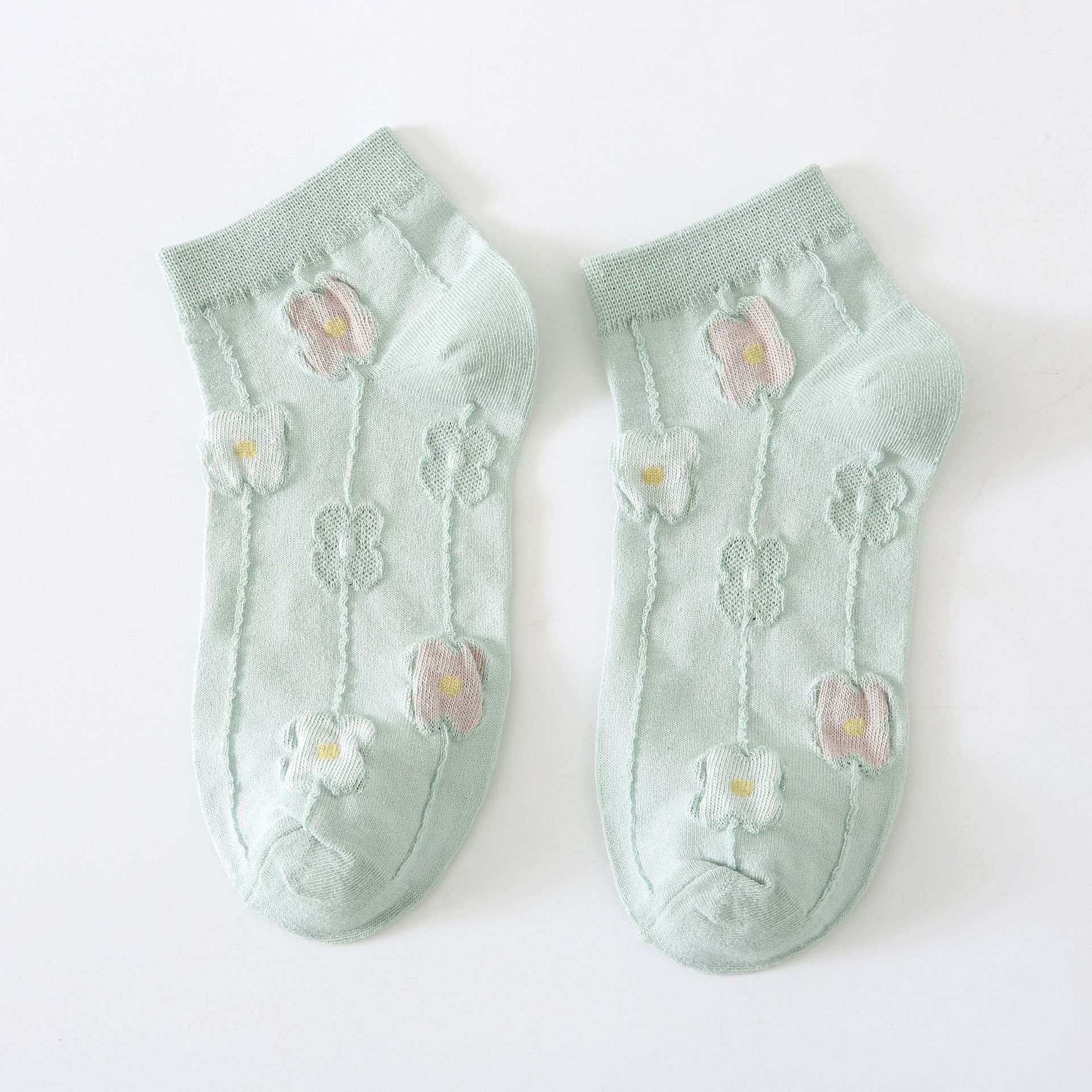 Kaus Kaki No-Show Wanita Motif Bunga