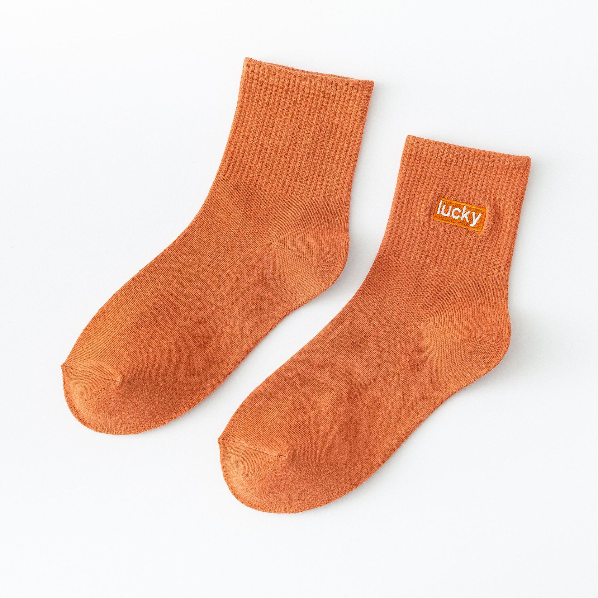 Meias Mid-Calf Bordadas com Letras