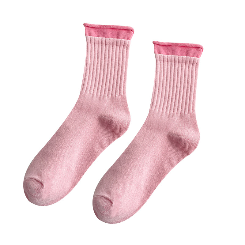 Meias Mid-Calf com Punho Duplo em Ribo