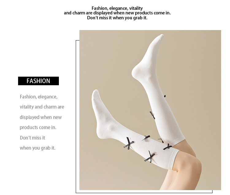 Meias de algodão com laço