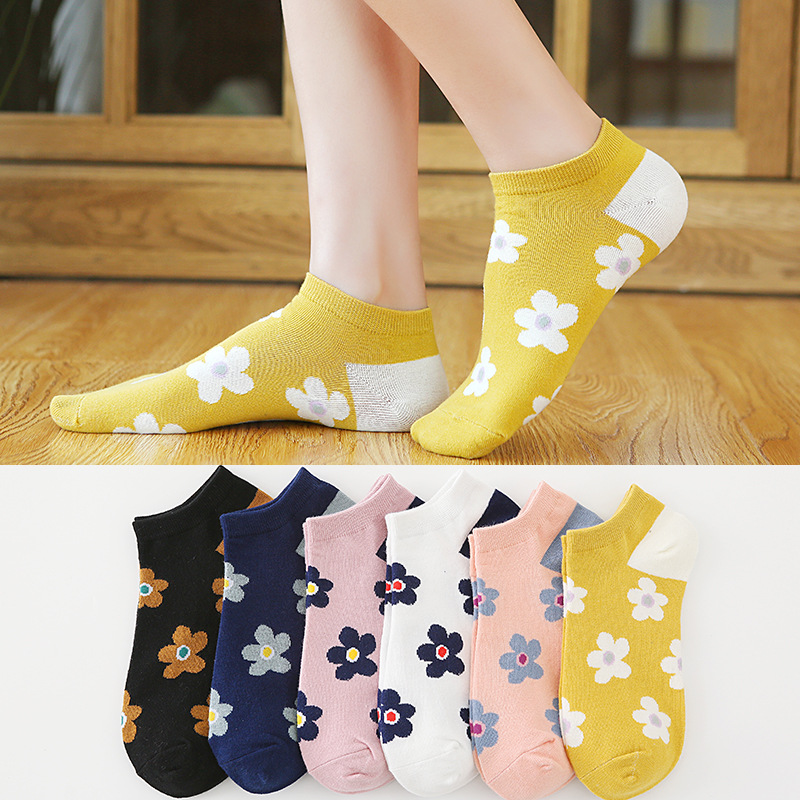 Floral No-Show Socks