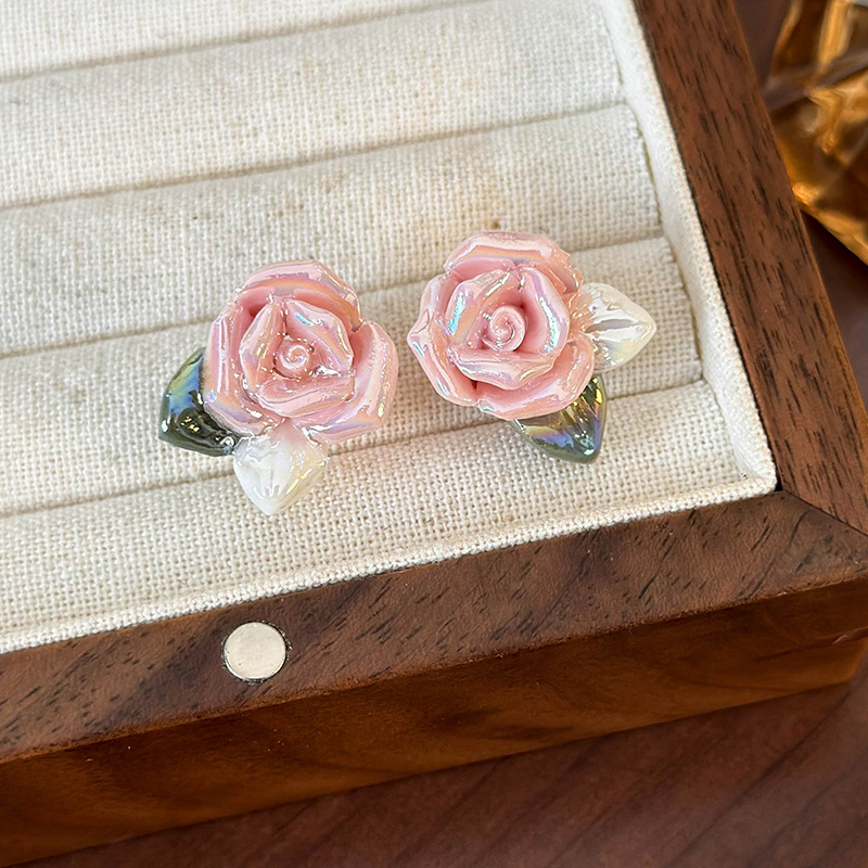 프렌치 빈티지 세라믹 플라워 이어링