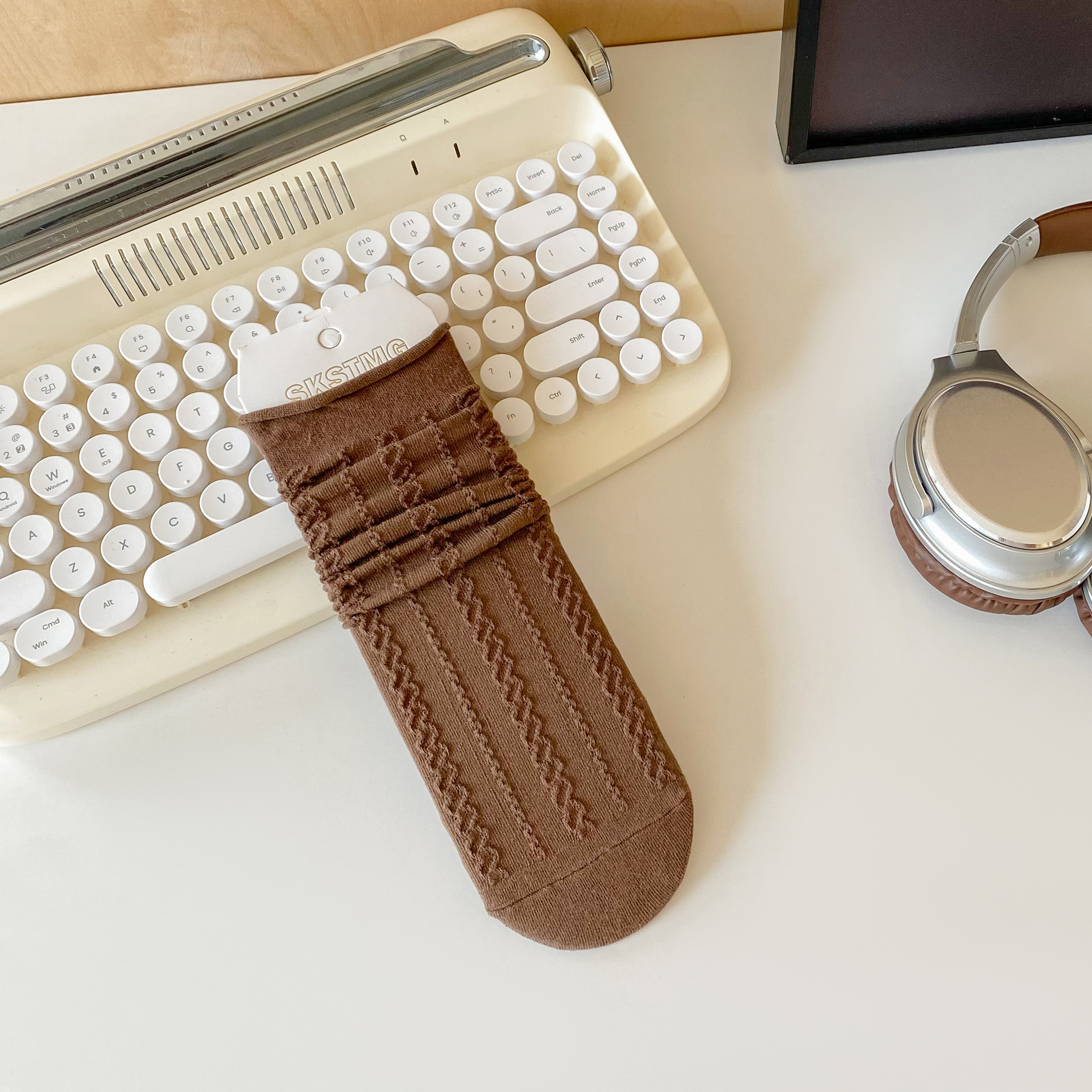 Meias de Algodão com Ponto de Tricô