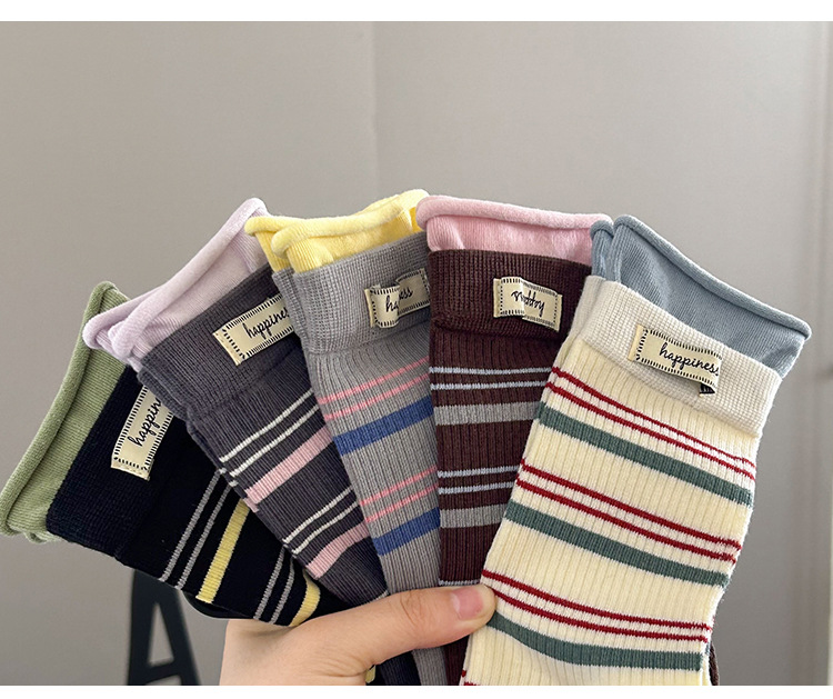 Dámské Žebrované Pruhované Podkolenky Slouch