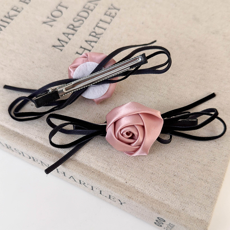 Francuska Wintage Spinka do Włosów z Różą i Kokardą