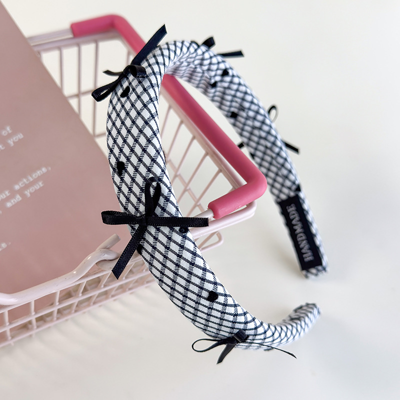 Bandă de Păr cu Fundă în Carouri