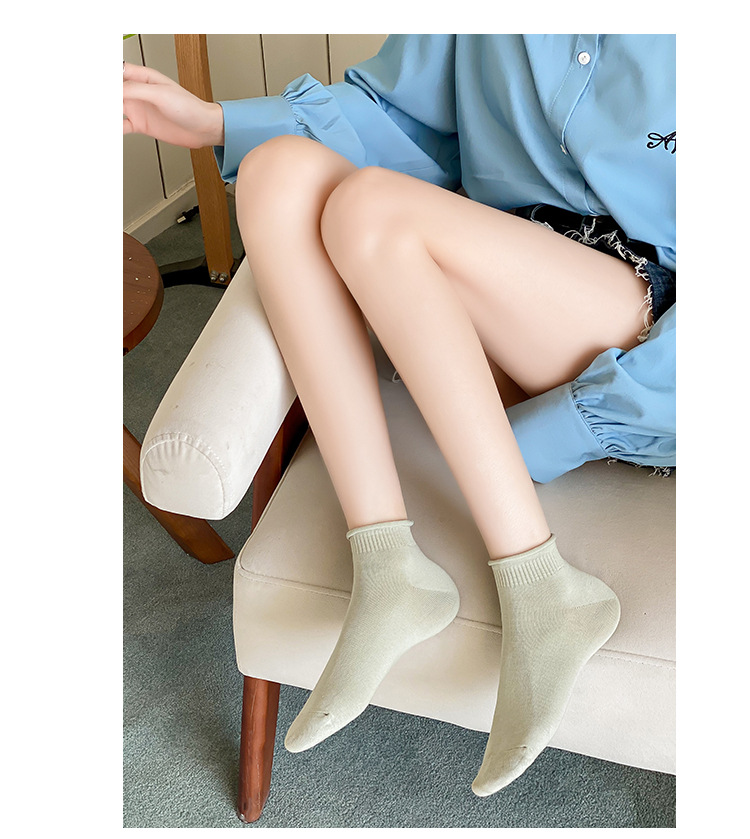 レディース通気性コットンノーショーソックス