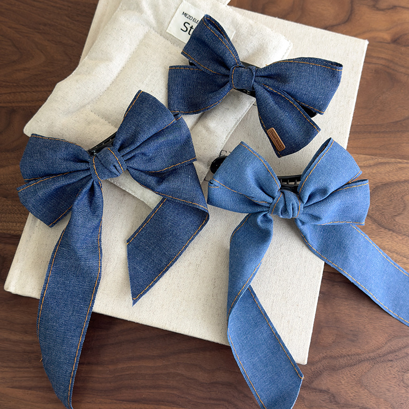 デニムボウリボンヘアクリップ