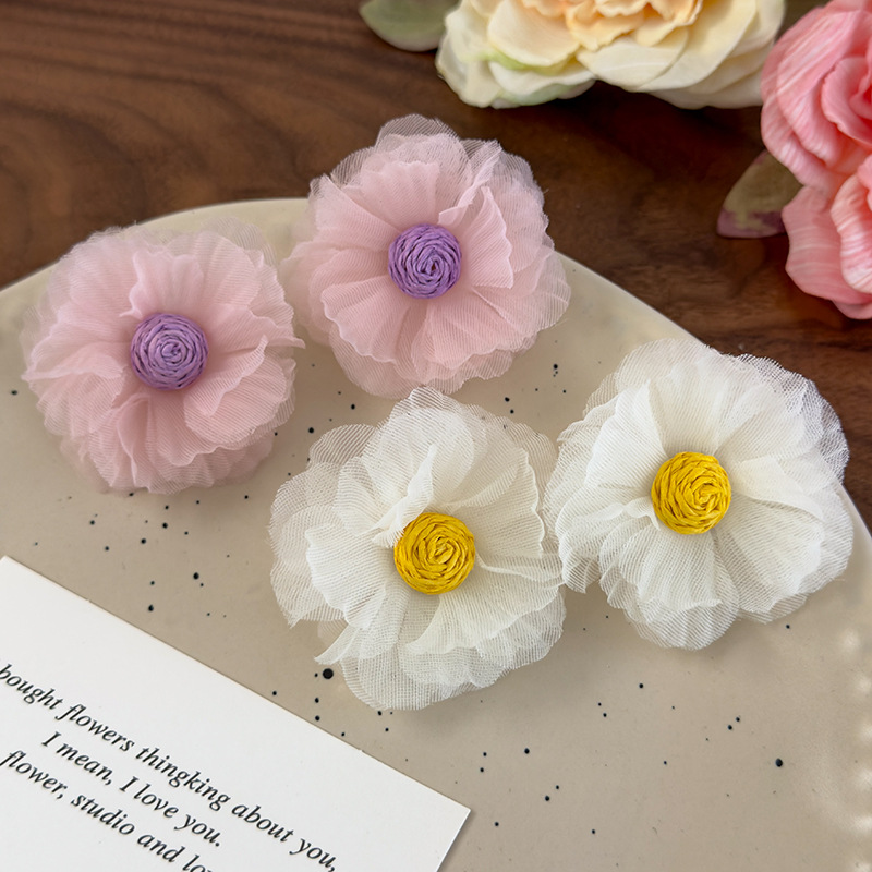 오간자 플라워 이어 스터드