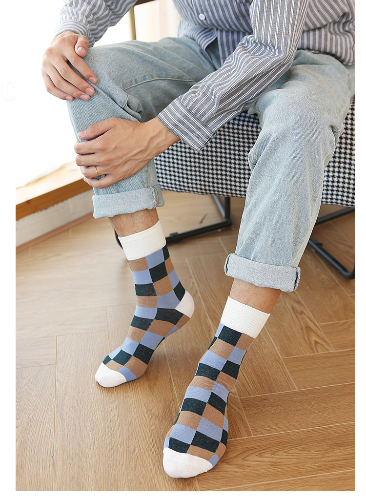 Pánské Casual Podkolenky s Kostkovaným Vzorem