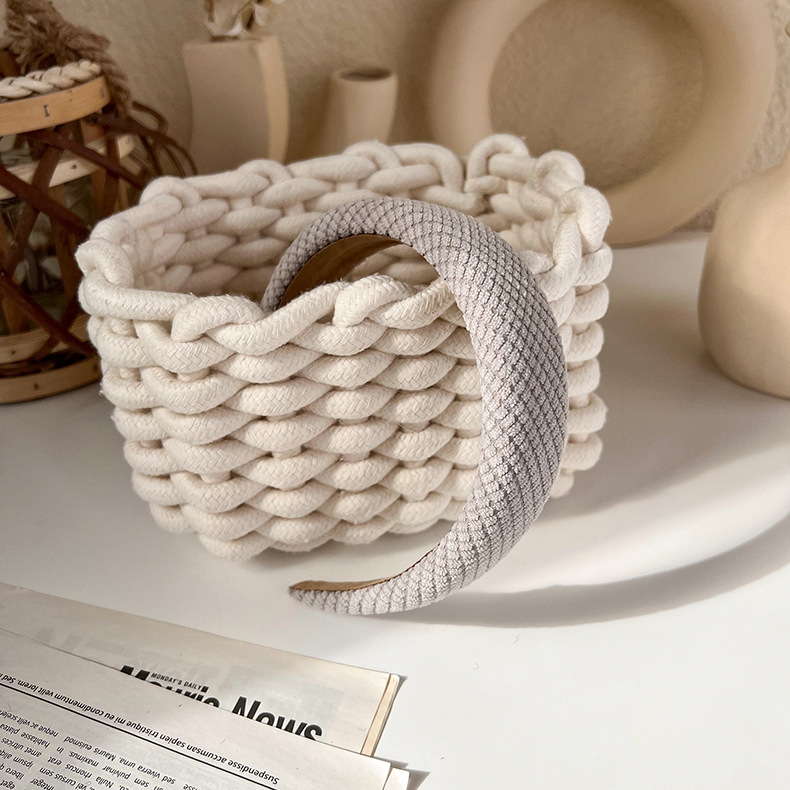 Bandă de Păr Tricotată Gri