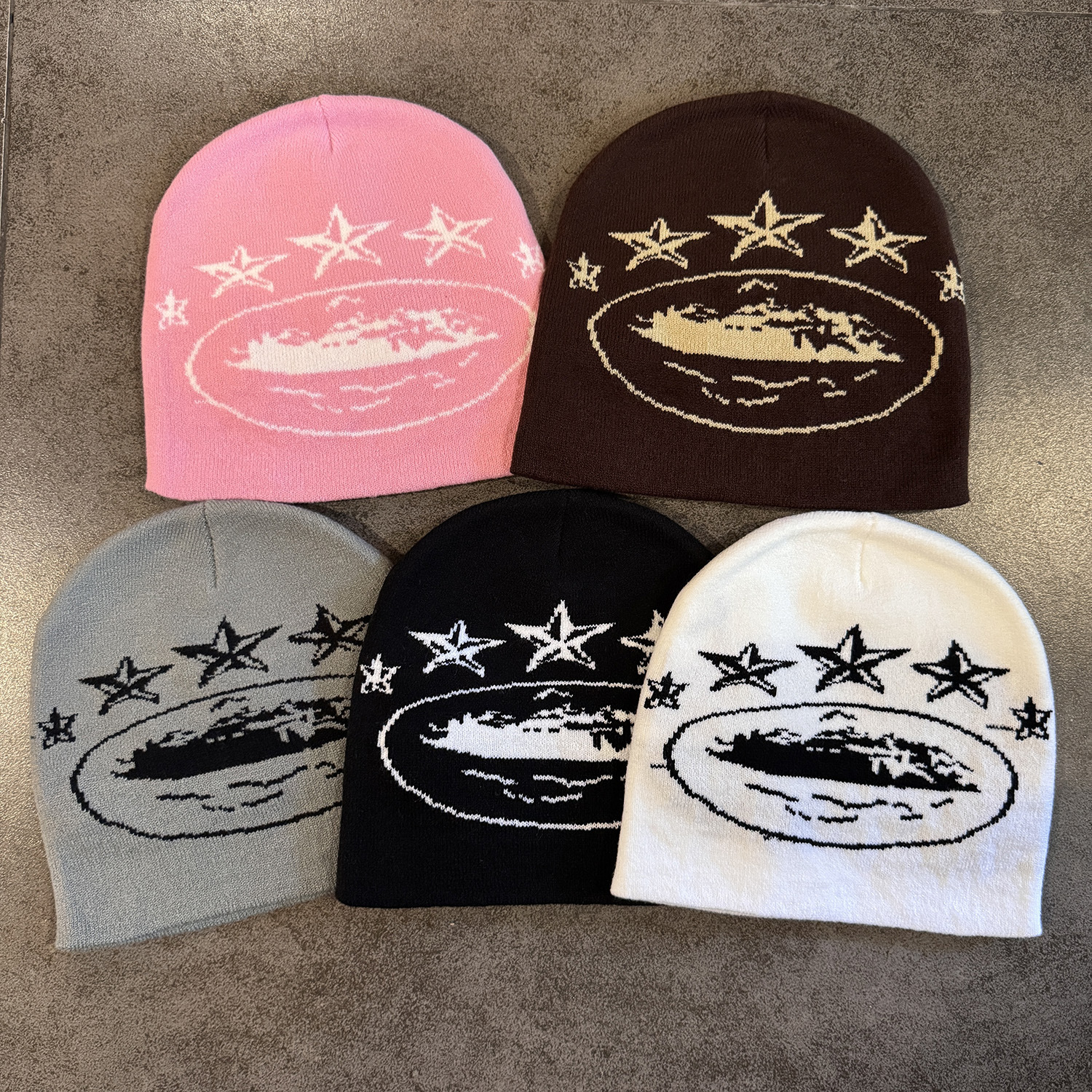 Jacquard gebreide muts