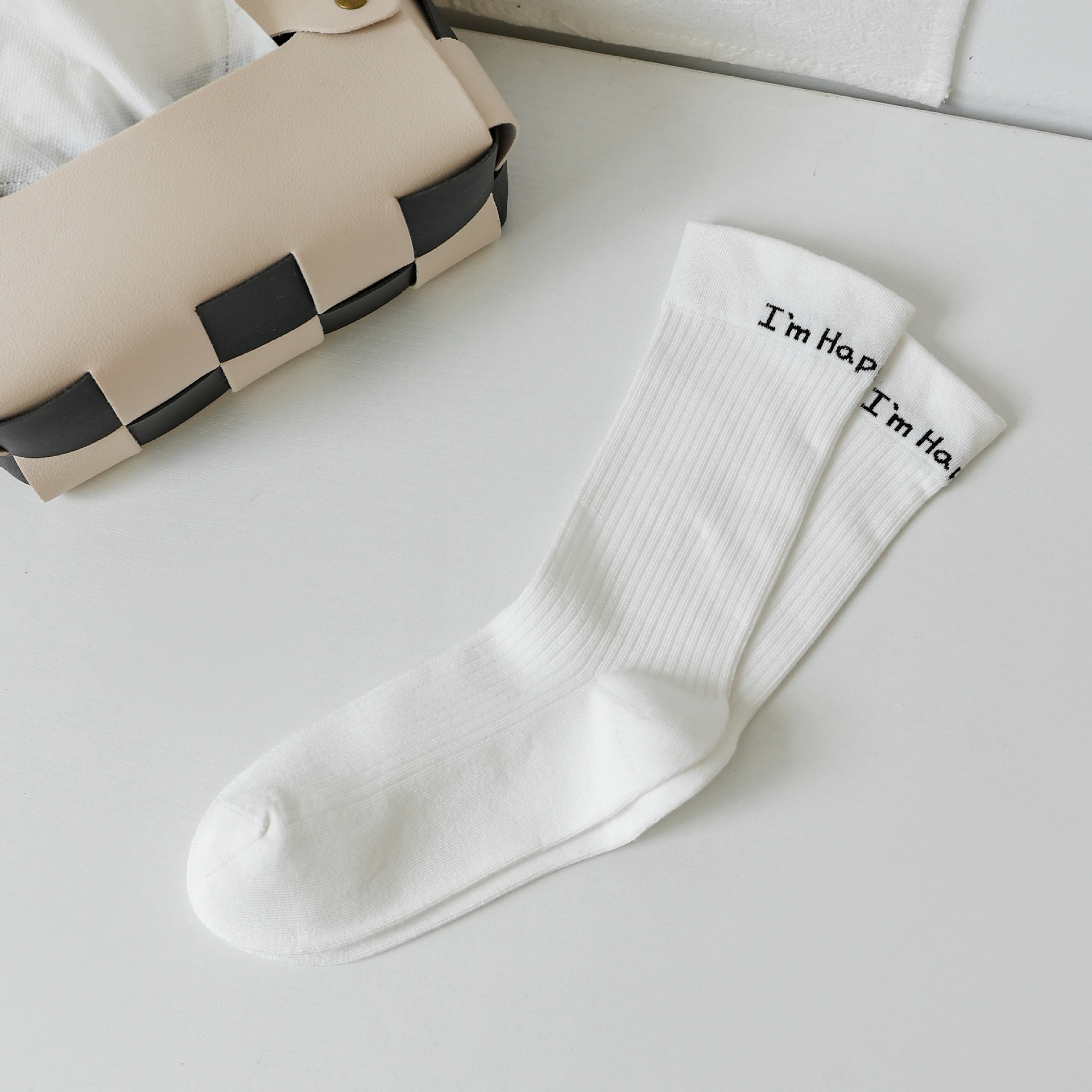 Meias Canelado Preto e Branco